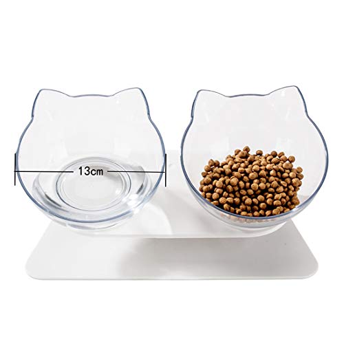 Luck Dawn Double Elevated Cat Bowls with Raised Stand, 15 Tilted c...