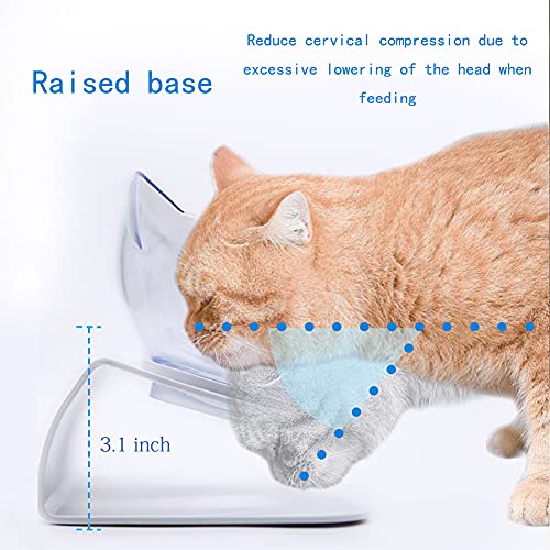 Luck Dawn Double Elevated Cat Bowls with Raised Stand, 15 Tilted c...