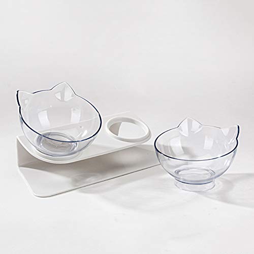 Luck Dawn Double Elevated Cat Bowls with Raised Stand, 15 Tilted c...