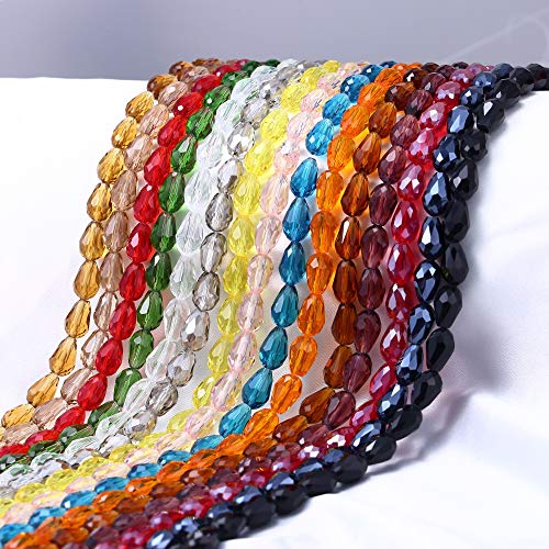 Teardrop Glass Beads for Suncatcher, Lucky Goddness 200pcs 8x11 mm...