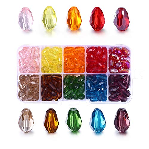 Teardrop Glass Beads for Suncatcher, Lucky Goddness 200pcs 8x11 mm...