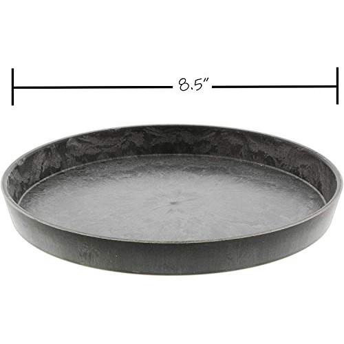 Lucky Winner Hard Plastic Plant Saucer, Faux Slate Look 8.5