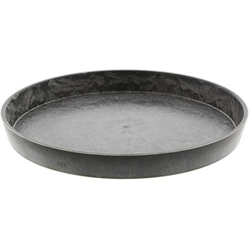 Lucky Winner Hard Plastic Plant Saucer, Faux Slate Look 8.5