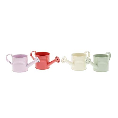 Set of 4 Metal Watering Can Planters in Light Pink, Hot Pink, Whit...