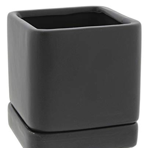 Solid Cube Ceramic Planter Pot Black, 4