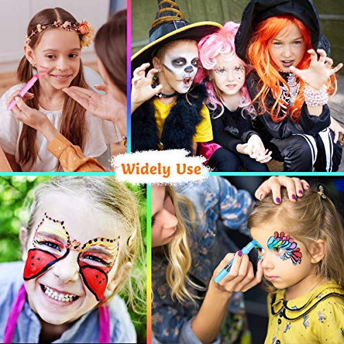 Face Paint Crayon 16 Colors, Luckyfine Face Painting Kit for Kids,...
