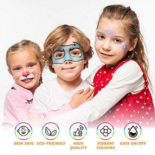 Face Paint Crayon 16 Colors, Luckyfine Face Painting Kit for Kids,...