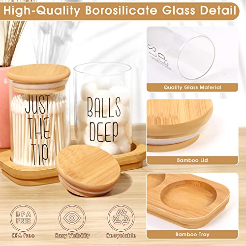 Funny Qtip Holder Dispenser 2 Pack Glass Apothecary Jars Bathroom ...