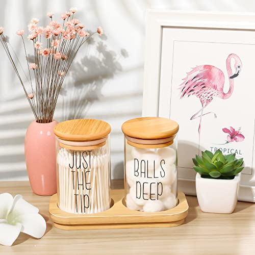 Funny Qtip Holder Dispenser 2 Pack Glass Apothecary Jars Bathroom ...