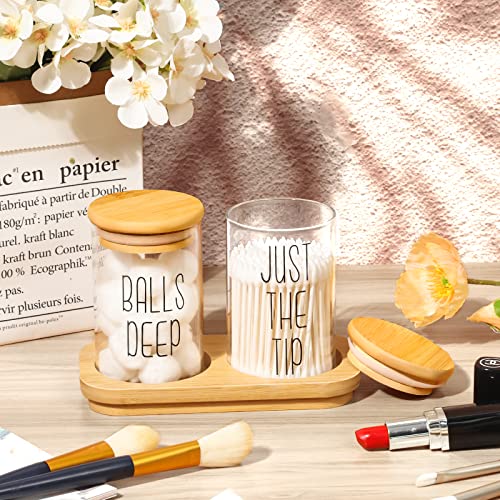 Funny Qtip Holder Dispenser 2 Pack Glass Apothecary Jars Bathroom ...