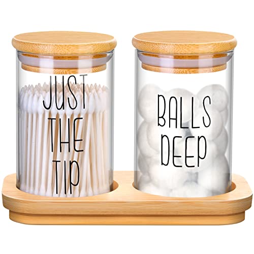 Funny Qtip Holder Dispenser 2 Pack Glass Apothecary Jars Bathroom ...
