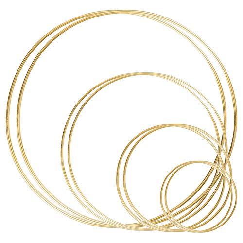 8 Pack Large Metal Floral Hoop Wreath Macrame Gold Hoop Rings6 In...