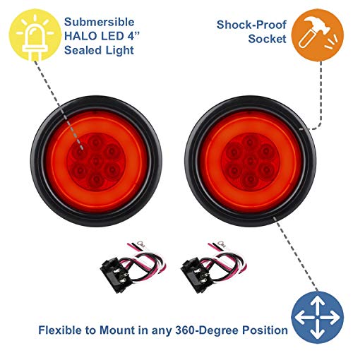 Lumitronics RV HALO LED 4 Sealed Round Stop/Turn/Tail Lights Red...