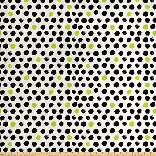Lunarable Abstract Fabric by The Yard, Hand Drawn Formless Circula...