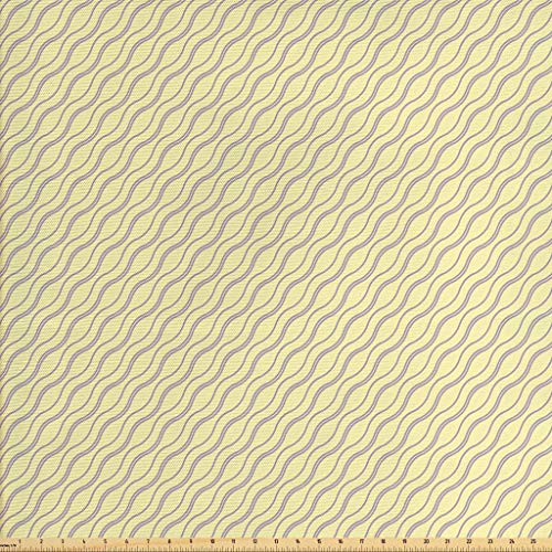 Lunarable Abstract Fabric by The Yard, Skewed Wavy Lines Pattern w...
