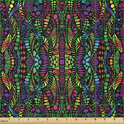 Lunarable Abstract Fabric by The Yard, Trippy Contrast Tones Featu...