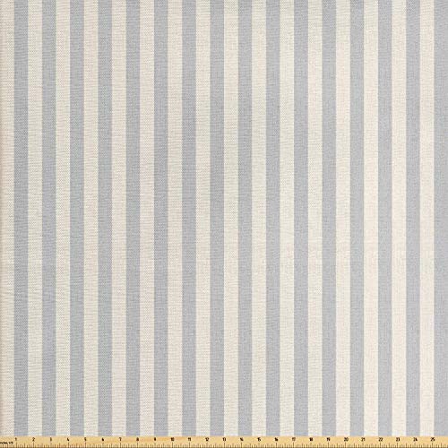 Lunarable Beige Fabric by The Yard, Vertically Striped Pattern wit...