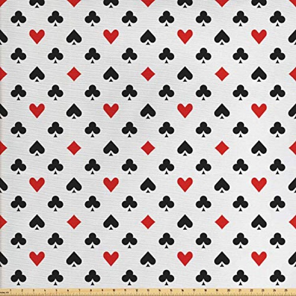 Lunarable Casino Fabric by The Yard, Retro Style Pattern Classical...