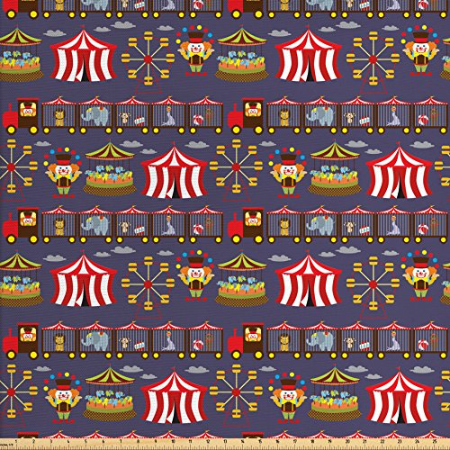 Lunarable Circus Fabric by The Yard, Vintage Inspired Carousel Fer...