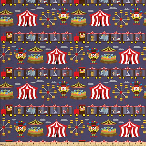 Lunarable Circus Fabric by The Yard, Vintage Inspired Carousel Fer...