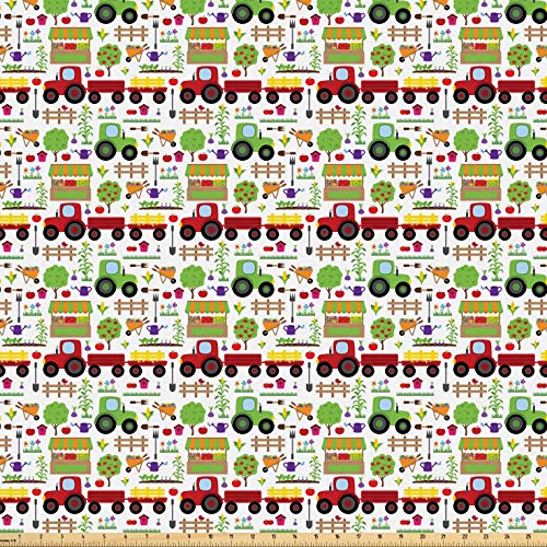 Lunarable Country Fabric by The Yard, Gardening Farming Agricultur...