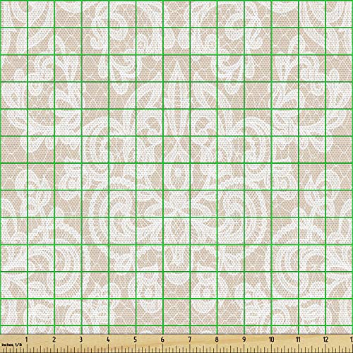 Lunarable Damask Fabric by The Yard, Wedding Inspired Symmetrical ...