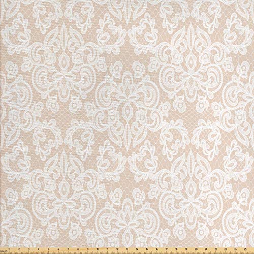 Lunarable Damask Fabric by The Yard, Wedding Inspired Symmetrical ...
