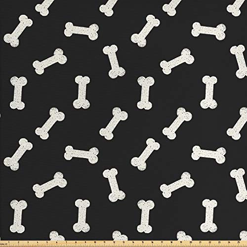 Lunarable Dog Bone Fabric by The Yard, Simplistic Doodle Dog Food ...