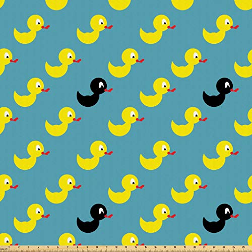 Lunarable Duckies Fabric by The Yard, Abstract Bathroom Toy Patter...