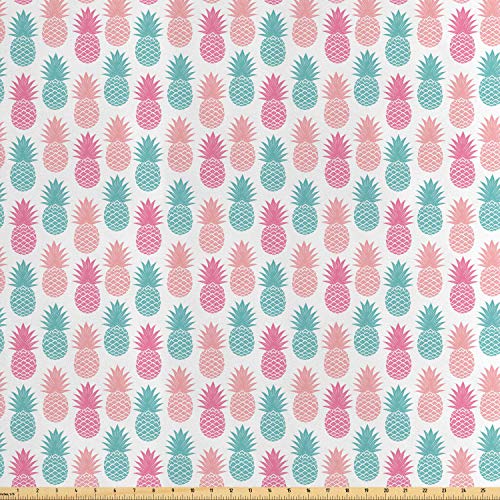 Lunarable Exotic Fabric by The Yard, Retro Style Colorful Tropical...