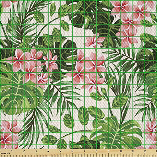 Lunarable Floral Fabric by The Yard, Exotic Pattern Tropical Palm ...