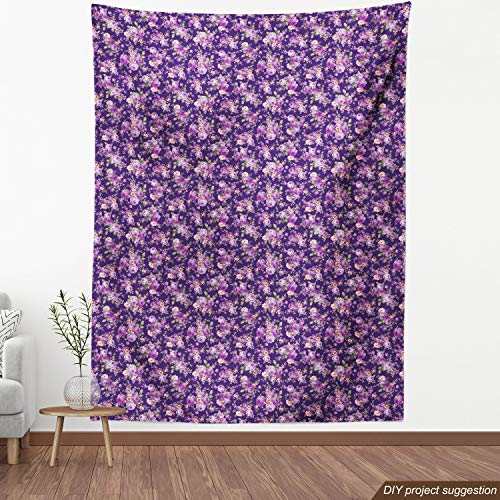 Lunarable Flower Fabric by The Yard, Rose Flower Pattern Feminine ...