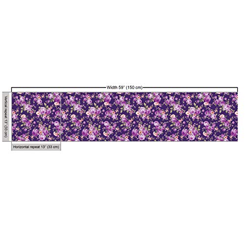 Lunarable Flower Fabric by The Yard, Rose Flower Pattern Feminine ...