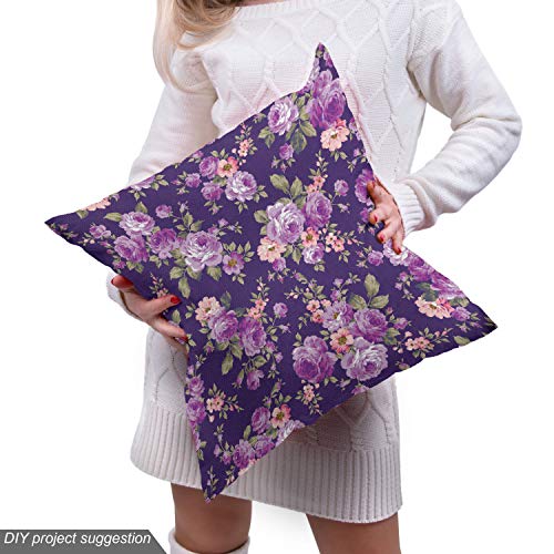 Lunarable Flower Fabric by The Yard, Rose Flower Pattern Feminine ...