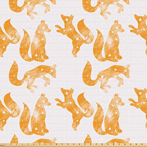 Lunarable Fox Fabric by The Yard, Constellation Theme Connected St...