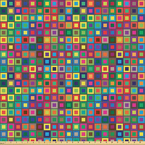 Lunarable Geometric Fabric by The Yard, Composition of Checkered S...