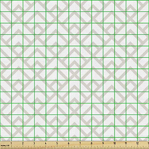 Lunarable Geometric Fabric by The Yard, Geometric Diamond Tile Pat...