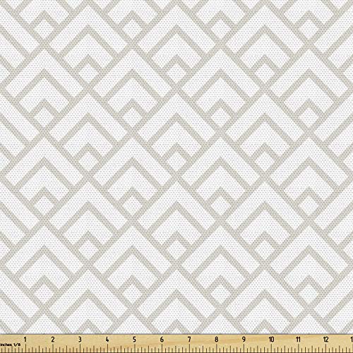 Lunarable Geometric Fabric by The Yard, Geometric Diamond Tile Pat...