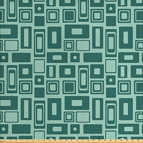 Lunarable Geometric Fabric by The Yard, Monochromatic Pattern with...