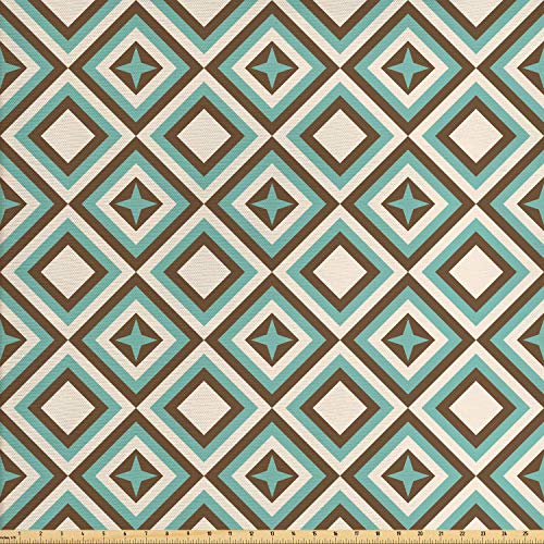 Lunarable Geometric Fabric by The Yard, Retro Design Concentric Di...