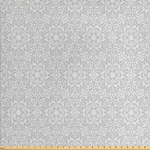 Lunarable Grey Abstract Fabric by The Yard, Classic Baroque Style ...