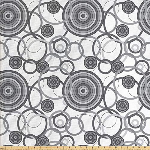 Lunarable Grey Fabric by The Yard, Swirling Circles in Movement Re...