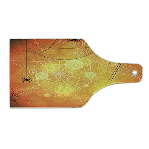 Lunarable Halloween Cutting Board, Spiders Arachnid Insects Cobweb...