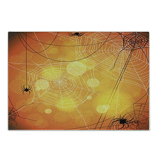 Lunarable Halloween Cutting Board, Spiders Arachnid Insects Cobweb...