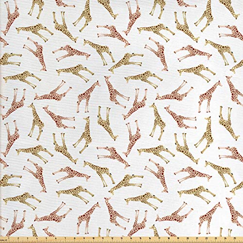 Lunarable Jungle Nursery Fabric by The Yard, Giraffes in Various A...