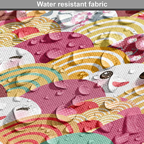 Lunarable Kawaii Fabric by The Yard, Japanese Asian Funny Anime Fa...