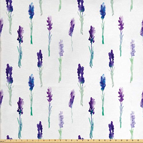 Lunarable Lavender Fabric by The Yard, Abstract Watercolor Art Sty...