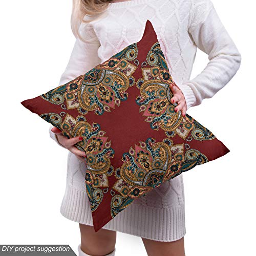 Lunarable Maroon Fabric by The Yard, Oriental Traditional Paisley ...