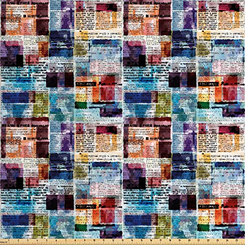 Lunarable Old Newspaper Fabric by The Yard, Abstract Watercolor St...
