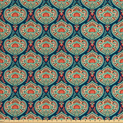Lunarable Paisley Fabric by The Yard, Middle Eastern Traditional M...
